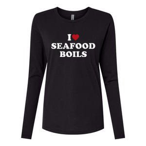 I Love Seafood Boils Womens Cotton Relaxed Long Sleeve T-Shirt