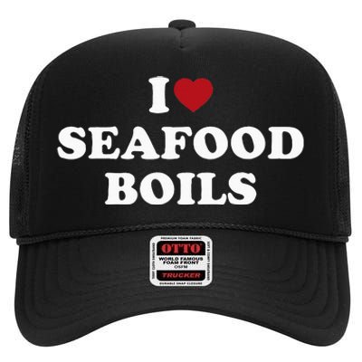 I Love Seafood Boils High Crown Mesh Back Trucker Hat