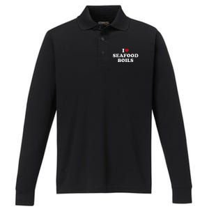 I Love Seafood Boils Performance Long Sleeve Polo