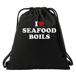 I Love Seafood Boils Drawstring Bag