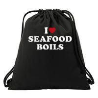 I Love Seafood Boils Drawstring Bag