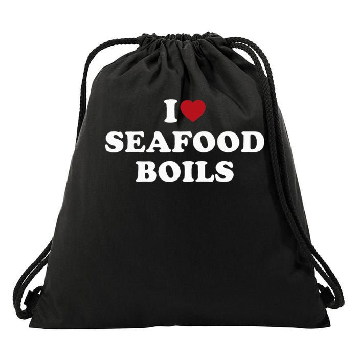 I Love Seafood Boils Drawstring Bag