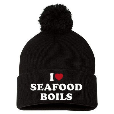 I Love Seafood Boils Pom Pom 12in Knit Beanie