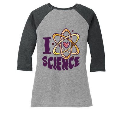 I Love Science Women's Tri-Blend 3/4-Sleeve Raglan Shirt