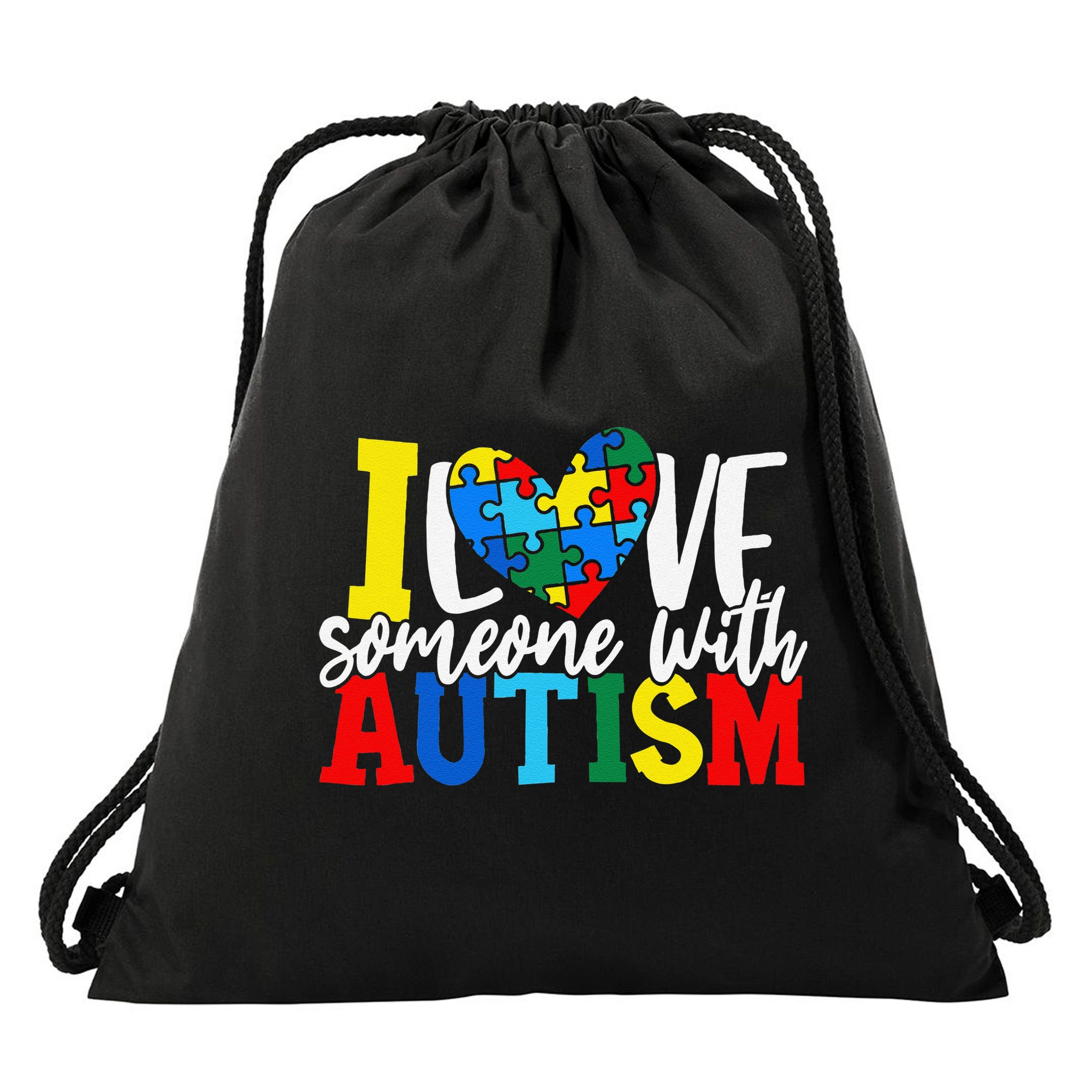 I Love Someone With Autism Autistic Awareness Drawstring Bag