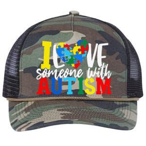 I Love Someone With Autism Autistic Awareness Retro Rope Trucker Hat Cap