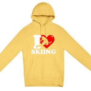 I Love Skiing Gift For Skier Premium Pullover Hoodie