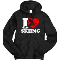 I Love Skiing Gift For Skier Tie Dye Hoodie