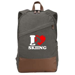 I Love Skiing Gift For Skier Cotton Canvas Backpack