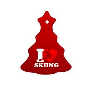 I Love Skiing Gift For Skier Ceramic Tree Ornament