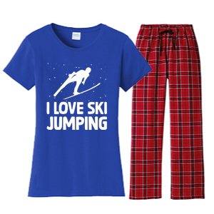 I Love Ski Jumping Winter Sports Ramp Lover SkiJumping Fan Gift Women's Flannel Pajama Set