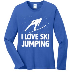 I Love Ski Jumping Winter Sports Ramp Lover SkiJumping Fan Gift Ladies Long Sleeve Shirt