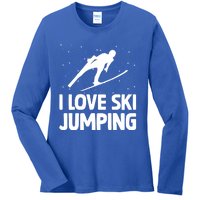 I Love Ski Jumping Winter Sports Ramp Lover SkiJumping Fan Gift Ladies Long Sleeve Shirt