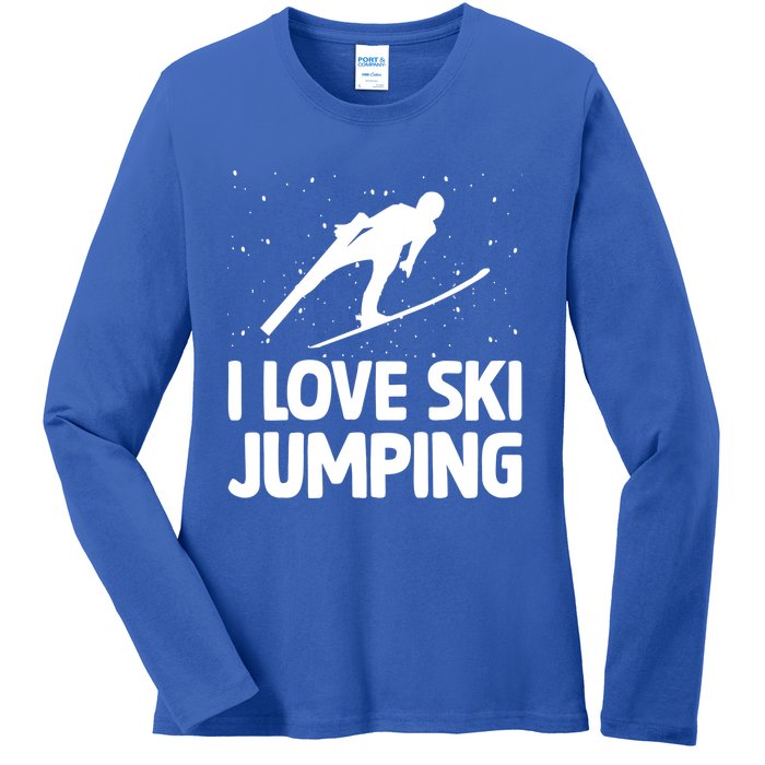 I Love Ski Jumping Winter Sports Ramp Lover SkiJumping Fan Gift Ladies Long Sleeve Shirt