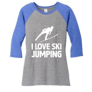 I Love Ski Jumping Winter Sports Ramp Lover SkiJumping Fan Gift Women's Tri-Blend 3/4-Sleeve Raglan Shirt