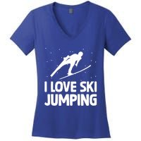 I Love Ski Jumping Winter Sports Ramp Lover SkiJumping Fan Gift Women's V-Neck T-Shirt