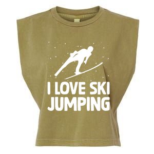 I Love Ski Jumping Winter Sports Ramp Lover SkiJumping Fan Gift Garment-Dyed Women's Muscle Tee