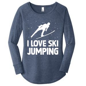 I Love Ski Jumping Winter Sports Ramp Lover SkiJumping Fan Gift Women's Perfect Tri Tunic Long Sleeve Shirt