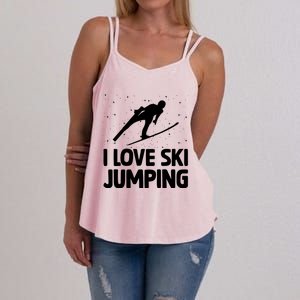 I Love Ski Jumping Winter Sports Ramp Lover SkiJumping Fan Gift Women's Strappy Tank