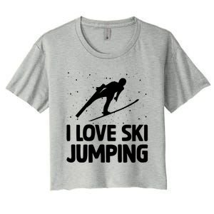 I Love Ski Jumping Winter Sports Ramp Lover SkiJumping Fan Gift Women's Crop Top Tee