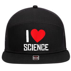 I Love Science Heart Nerd 7 Panel Mesh Trucker Snapback Hat