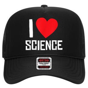 I Love Science Heart Nerd High Crown Mesh Back Trucker Hat