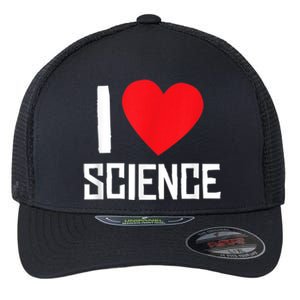 I Love Science Heart Nerd Flexfit Unipanel Trucker Cap