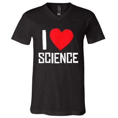 I Love Science Heart Nerd V-Neck T-Shirt