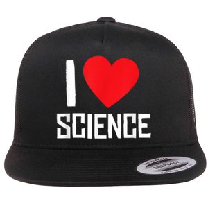 I Love Science Heart Nerd Flat Bill Trucker Hat