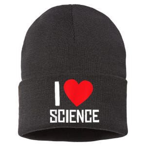 I Love Science Heart Nerd Sustainable Knit Beanie