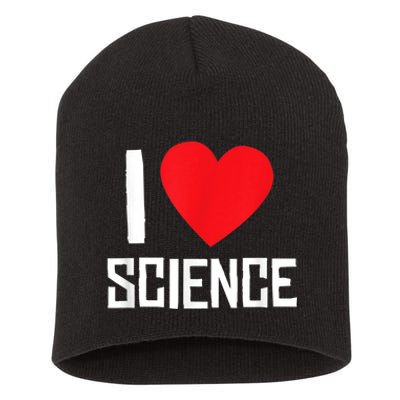 I Love Science Heart Nerd Short Acrylic Beanie