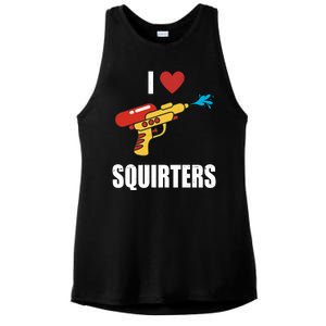 I Love Squirters Funny Water Gun Ladies PosiCharge Tri-Blend Wicking Tank