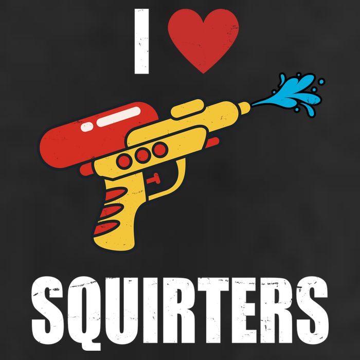 I Love Squirters Funny Water Gun 7 Panel Mesh Trucker Snapback Hat