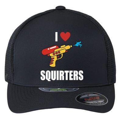 I Love Squirters Funny Water Gun Flexfit Unipanel Trucker Cap