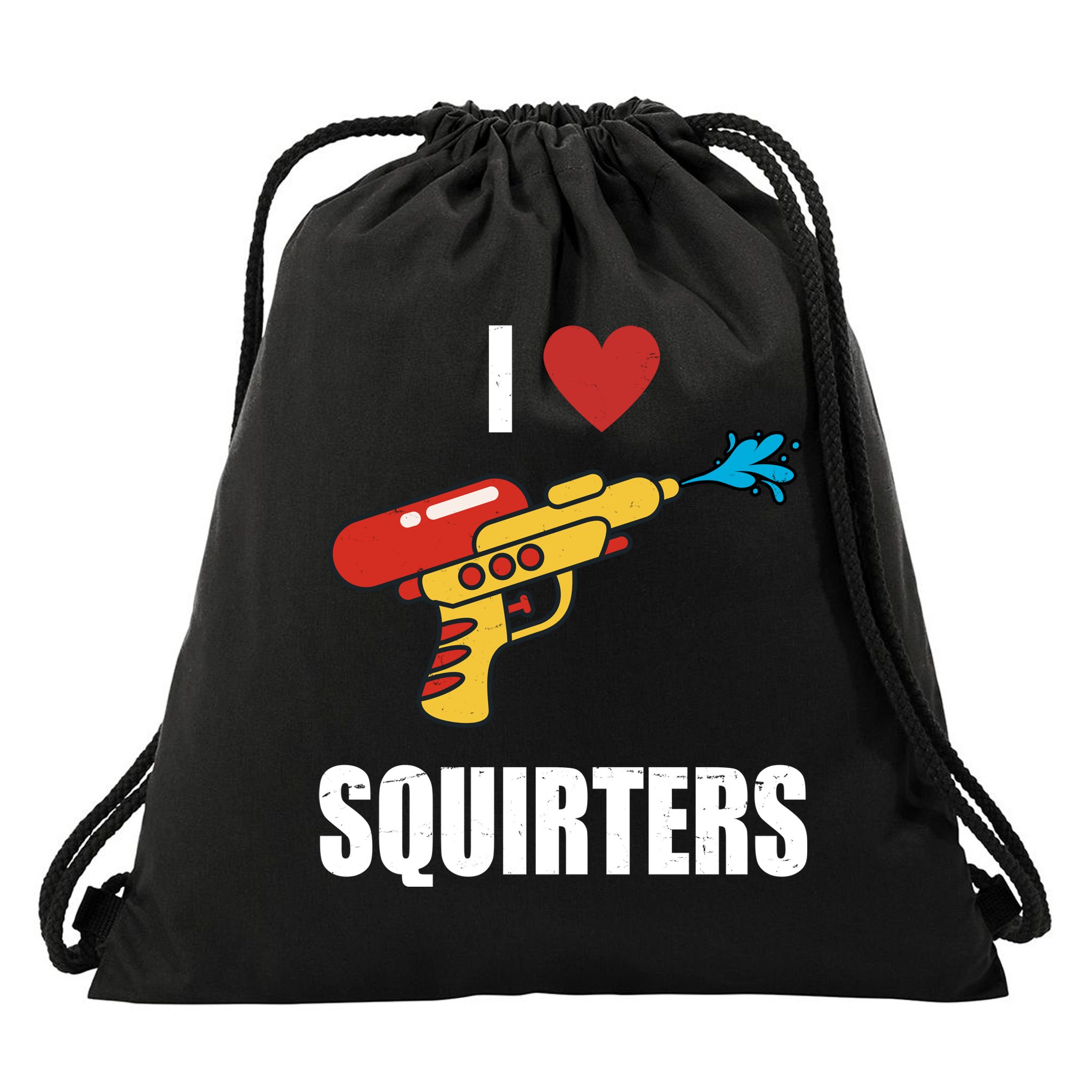 I Love Squirters Funny Water Gun Drawstring Bag