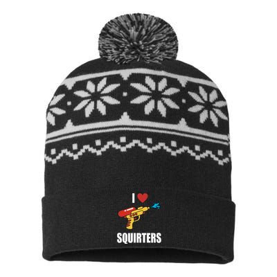 I Love Squirters Funny Water Gun USA-Made Snowflake Beanie