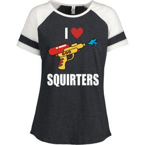 I Love Squirters Funny Water Gun Enza Ladies Jersey Colorblock Tee