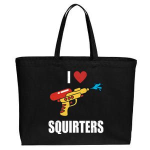 I Love Squirters Funny Water Gun Cotton Canvas Jumbo Tote