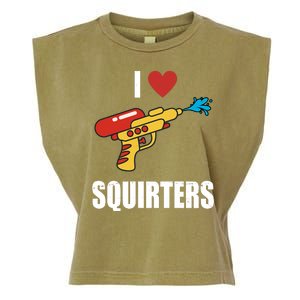 I Love Squirters Funny Water Gun Garment-Dyed Women's Muscle Tee