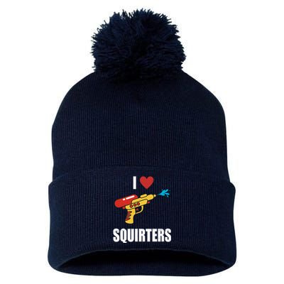 I Love Squirters Funny Water Gun Pom Pom 12in Knit Beanie