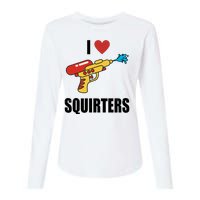 I Love Squirters Funny Water Gun Womens Cotton Relaxed Long Sleeve T-Shirt