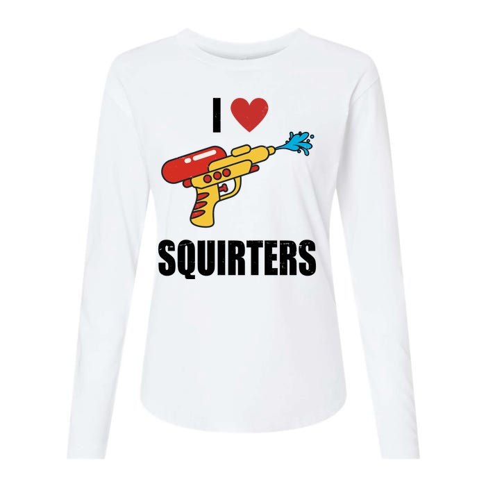 I Love Squirters Funny Water Gun Womens Cotton Relaxed Long Sleeve T-Shirt