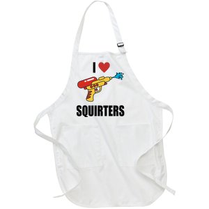 I Love Squirters Funny Water Gun Full-Length Apron With Pockets