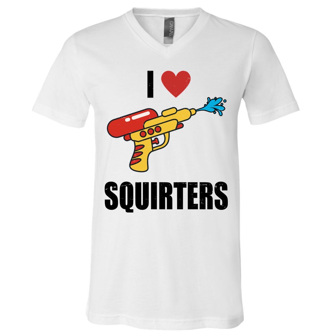 I Love Squirters Funny Water Gun V-Neck T-Shirt