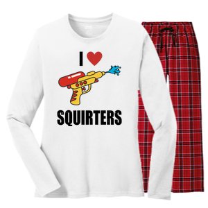 I Love Squirters Funny Water Gun Women's Long Sleeve Flannel Pajama Set 