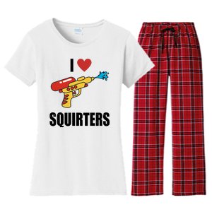 I Love Squirters Funny Water Gun Women's Flannel Pajama Set