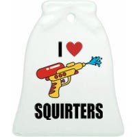 I Love Squirters Funny Water Gun Ceramic Bell Ornament