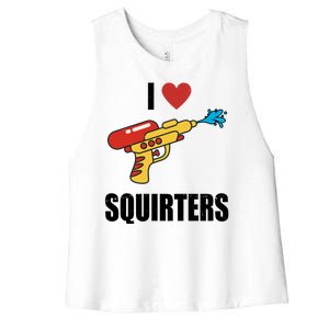 I Love Squirters Funny Water Gun Women's Racerback Cropped Tank