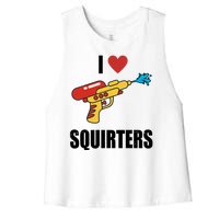 I Love Squirters Funny Water Gun Women's Racerback Cropped Tank