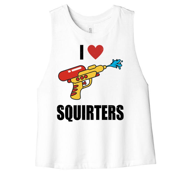 I Love Squirters Funny Water Gun Women's Racerback Cropped Tank